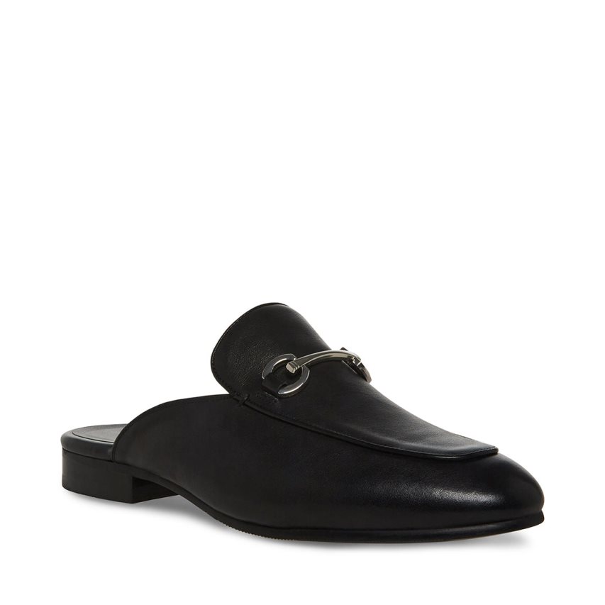 Black Steve Madden Mateo Leather Men's Mules | PH 9637MWX